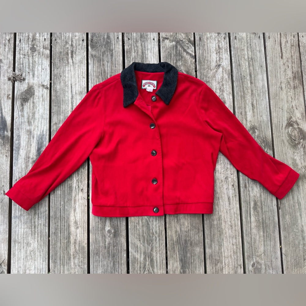 Vintage Pine Cove Authentic Dry Goods Red Jacket Black Collar - Size 12